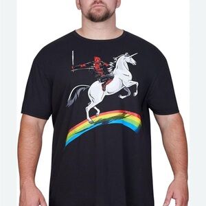 Marvel Black Tee with Unicorn and Rainbow Graphic (SIZE M,XL,XXL)